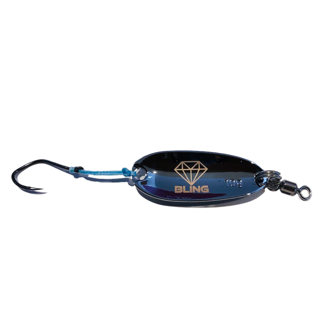 bedazzled fishing lure Bling 10g (1/3oz) Trailing Hook Spoon Searun Silver